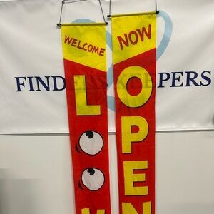 Red and Yellow Open Welcome Banners